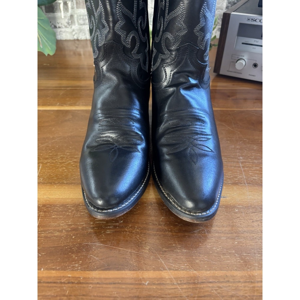 Justin 1409⭐️Classic Black London Calf Leather Western Cowboy Boots⭐️Mens 9 D - Picture 6 of 12